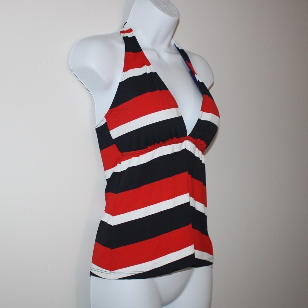 Athena Striped Tankini Swimsuit Halter Top - Small - Picture 2 of 6